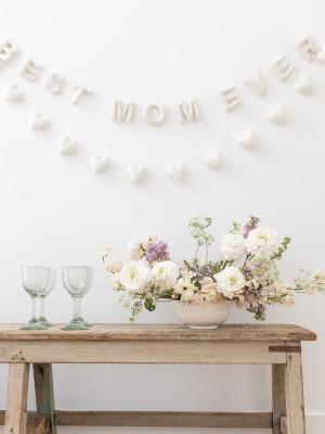 Best Mom Ever Felt Garland - White