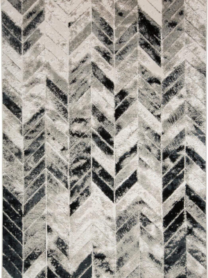 Feizy Micah Modern Metallic Chevron Rug - Available In 7 Sizes - Silver & Black