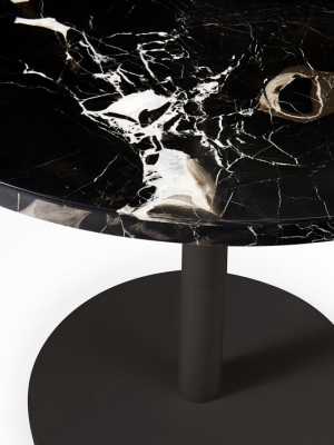 Black Marble Round Bistro Table - Orbit Base