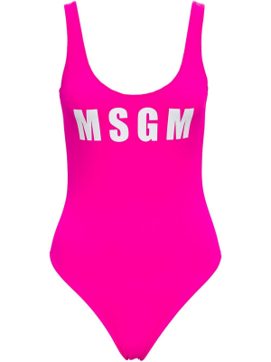 Msgm Logo Print One-piece Swimsuit