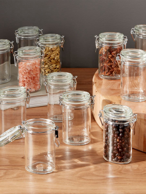Mini Oval Spice-herb Jars With Clamp Set Of 12