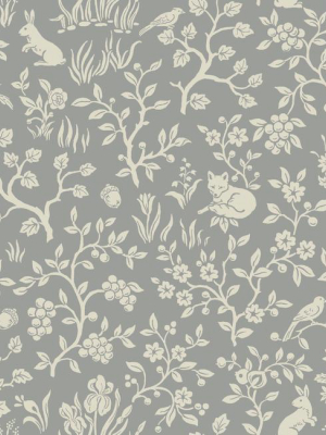 Fox & Hare Wallpaper In Grey From Magnolia Home Vol. 2 By Joanna Gaines