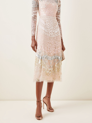 Angeline Sequined Tulle Midi Dress