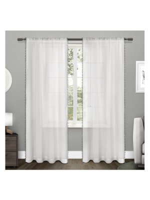 Sheer Pom Pom Curtain Panels Pair Exclusive Home