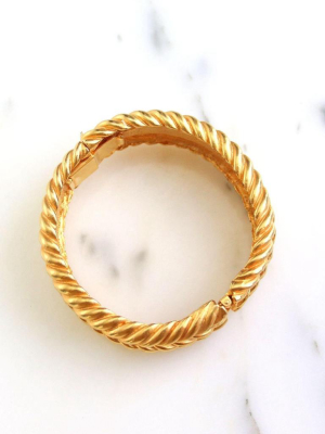 Vintage Wide Gold Braided Hinged Bangle