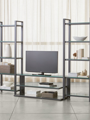 Pilsen 52" Graphite Media Console With 2 Bookcases