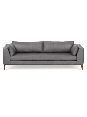 Largo Leather Sofa In Silver