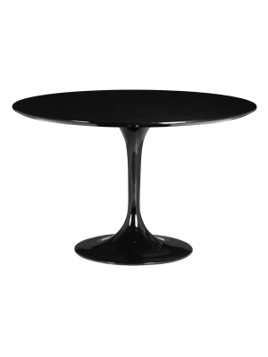 Mid-century 47" Round Bevel Edge And Tulip Base Dining Table - Zm Home