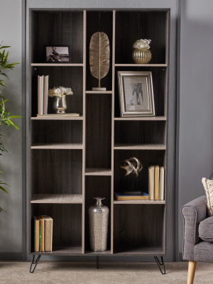 77" Imogen Modern Two-toned Bookshelf Gray Oak - Christopher Knight Home