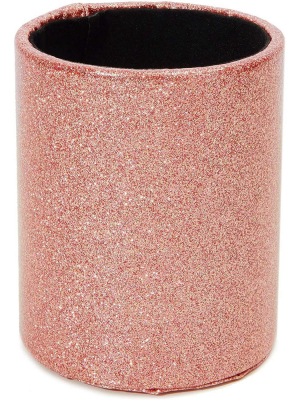 Rose Gold Glitter Pen Pencil Holder, Pu Leather Makeup Brush Organizer (3.25 X 4 Inches)