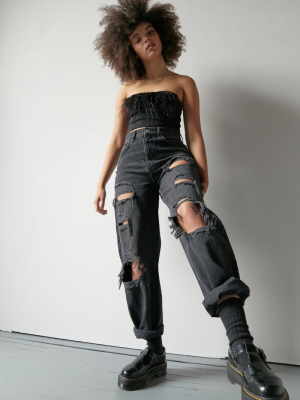 Bdg High-waisted Baggy Jean – Destroyed Black Denim