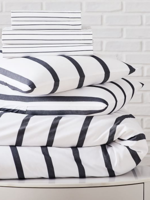 Organic Washed Cotton Percale Bold Stripe Starter Bedding Set