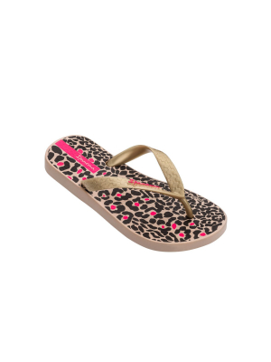 Ipanema Tropics Kid Flip Flop In Beige/gold/brown