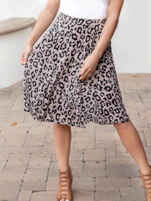 Animal Print Laura Skirt - Taupe Leopard