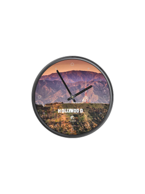 12.75" X 1.5" Hollywood Sign Quartz Movement Decorative Wall Clock Black Frame - By Chicago Lighthouse