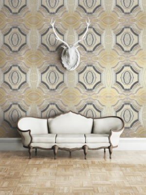 Echo Wallpaper In Black And Bronze From The Solaris Collection By Mayflower Wallpaper