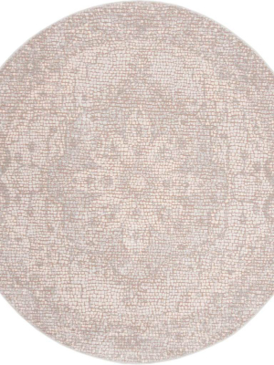 Marseille Mosaic Silver/ivory Round Rug