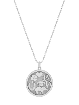 Good Luck Pendant Necklace - White Gold