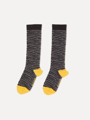 Bonnie Mob Chunky Tiger Stripe Knee Socks - Grey