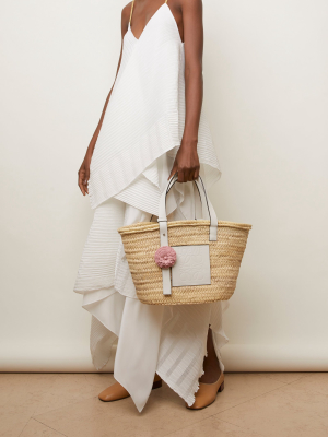 Raffia And Leather Basket Bag