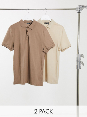 Asos Design Organic Polo 2-pack