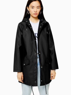 Black Longline Rain Mac