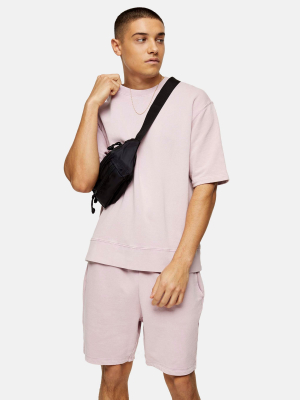 Washed Lilac Short Sleeve Sweatshirt