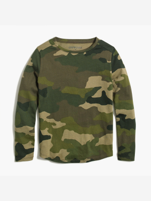 Girls' Long-sleeve Camo Tee With Shirttail Hem