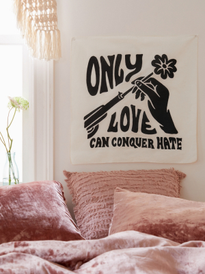 Brothers Design Co. Love Conquers Flag Tapestry