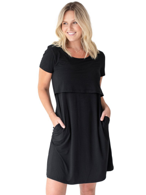 Eleanora Bamboo Maternity & Nursing Lounge Dress | Black