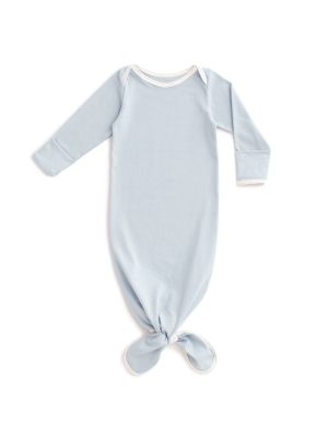 Knotted Baby Gown - Solid Pale Blue