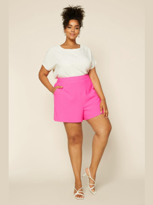 Plus Size - Neon Structured Shorts