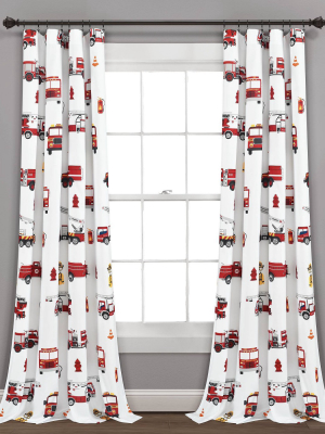 52"x84" Make A Wish Fire Truck Window Curtain Panels Set - Lush Décor