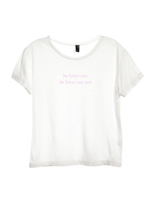 He Loves Me He Loves Me Not [distressed Women's 'baby Tee']