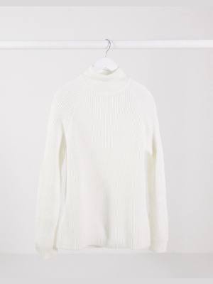 Bershka Knitted Roll Neck Sweater In White