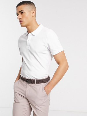 Selected Homme Organic Cotton Stretch Polo In White