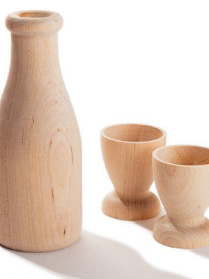 Wooden Milk And Cup Set