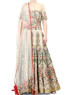 Embroidered Gown & Dupatta