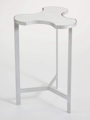 Global Views Link Bunching Table Silver With White Marble Top