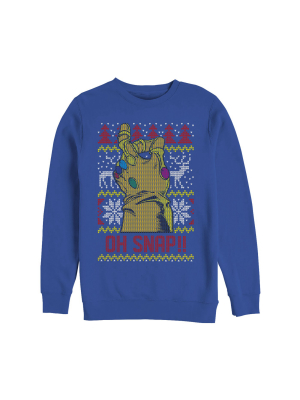 Men's Marvel Ugly Christmas Oh Snap Thanos Sweatshirt