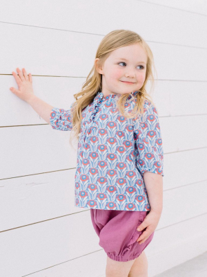 Periwinkle Bloom Liberty Popover - Sizes 12m, 18m, 2t