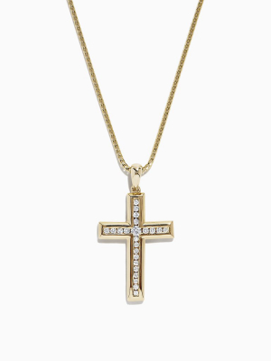 Effy D'oro 14k Yellow Gold Diamond Cross Pendant, 0.25 Tcw