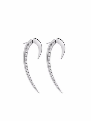 Hook Fine Large Earrings - 18ct White Gold & Diamond