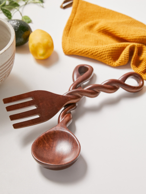 Twisted Wood Serving Utensil Set