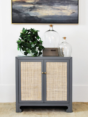 Alden Cane Cabinet With Brass Hardware