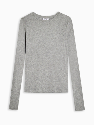 **gray Marl Long Sleeve T-shirt By Topshop Boutique