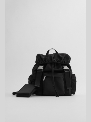 Nylon Backpack With Pockets