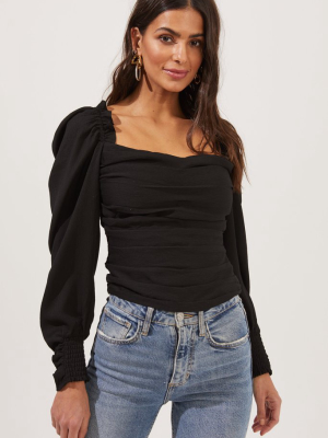 Puff Sleeve Square Neck Top