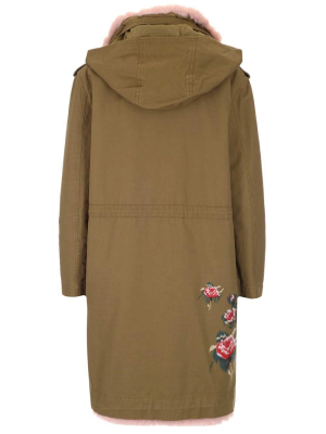 Redvalentino Sweet Roses Embroidered Pea Coat