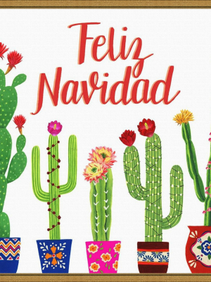 16" X 16" Navidad Tropical I Christmas Cactus By Grace Popp Framed Canvas Wall Art - Amanti Art